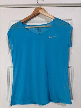 Nike Women's Short Sleeve Dri-FIT Top - Teal Blue